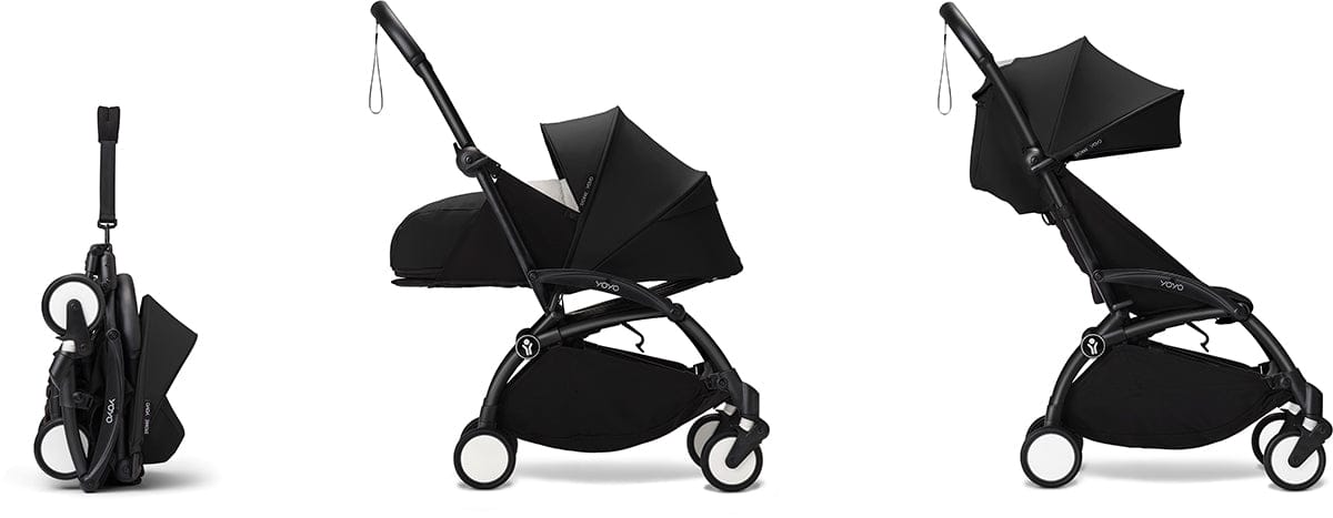 Stokke YOYO3 Ultra Compact Complete 0+/6+ Stroller Bundle - Black / Black - 653300-647903