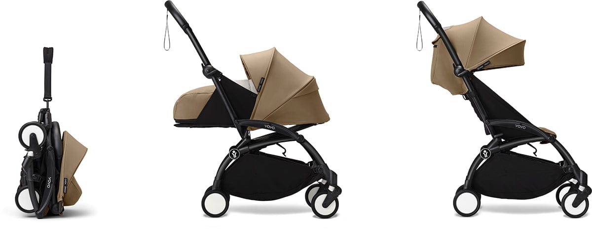 Stokke YOYO3 Ultra Compact Complete 0+/6+ Stroller Bundle - Black / Toffee - 654100-647908