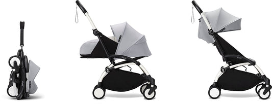 Stokke YOYO3 Ultra Compact Complete 0+/6+ Stroller Bundle - White / Stone - 654600-647910