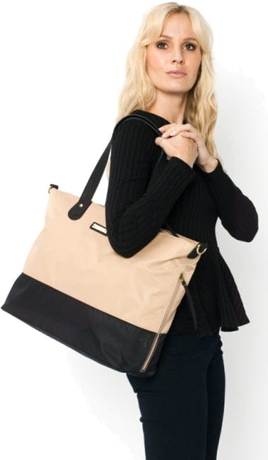 Storksak Color Block Tote Diaper Bag - Champagne/Black - SK3101