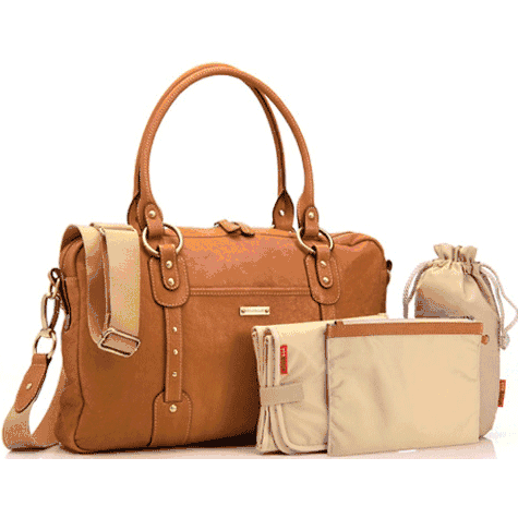 Storksak Elizabeth Leather Diaper Bag in Tan - SK701