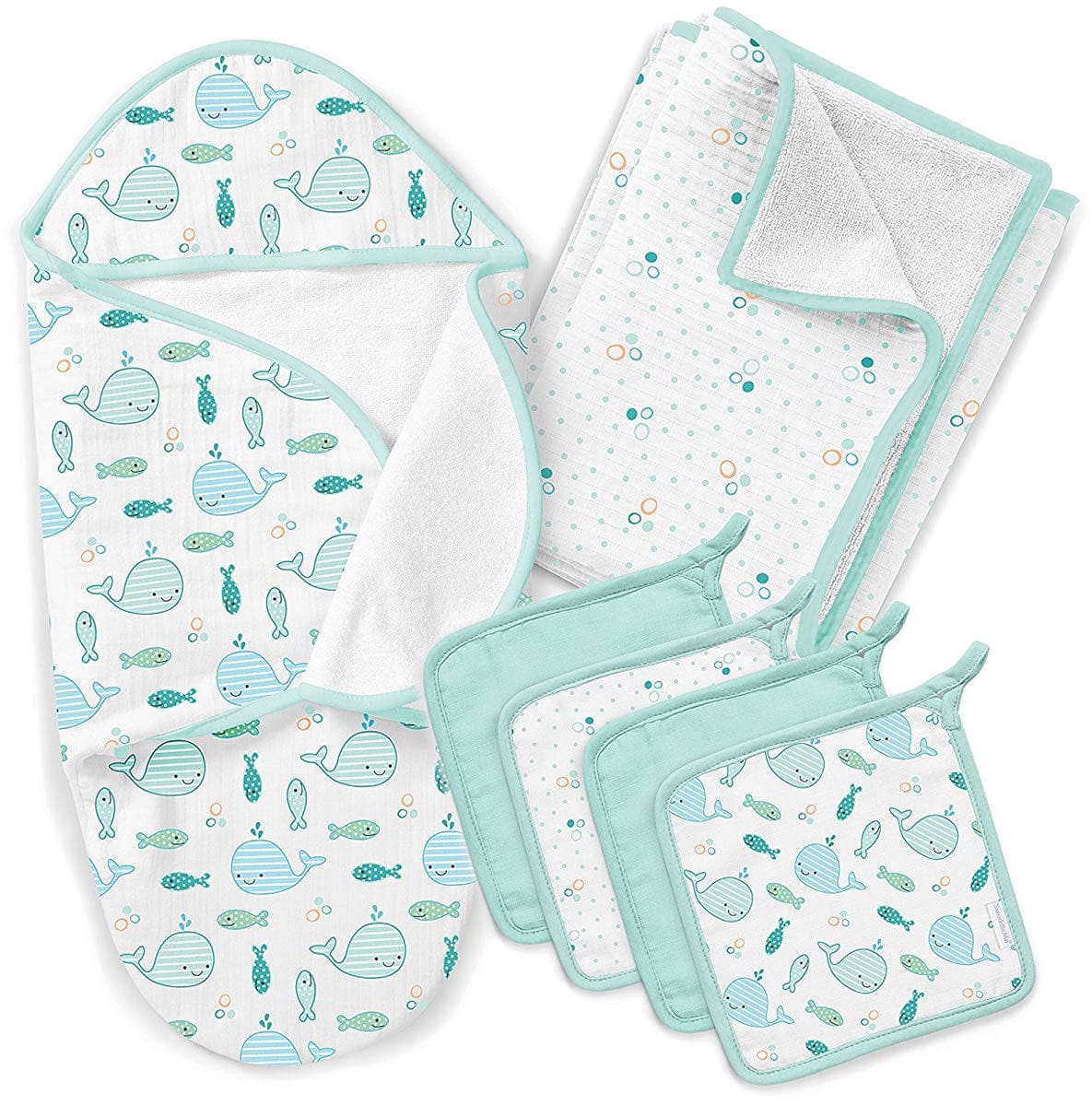 Summer Infant SwaddleMe Baby Bath Gift Set - Striped Whales - 57070