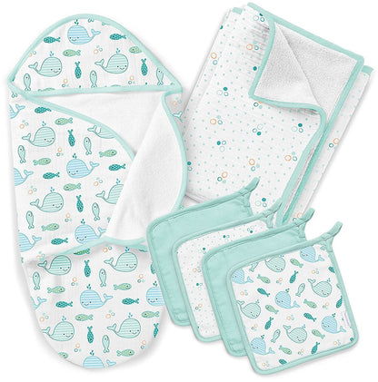 Summer Infant SwaddleMe Baby Bath Gift Set - Striped Whales - 57070