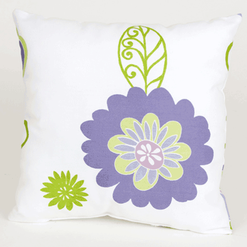Sweet Potato LuLu Flowers on White Ground Pillow - 41819
