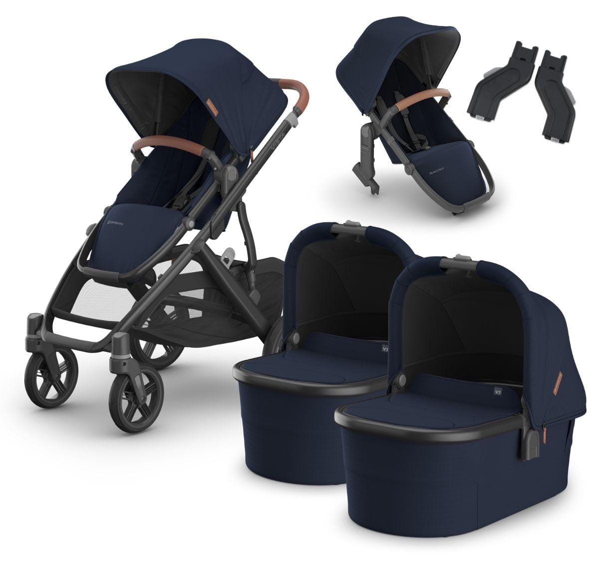 UPPAbaby VISTA V3 Twin Double Stroller with V2+ Rumbleseat + Bassinet Bundle - Noa - TWINDBL-BAS-0303-VSO-NA-NOA