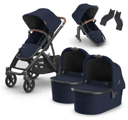 UPPAbaby VISTA V3 Twin Double Stroller with V2+ Rumbleseat + Bassinet Bundle - Noa - TWINDBL-BAS-0303-VSO-NA-NOA