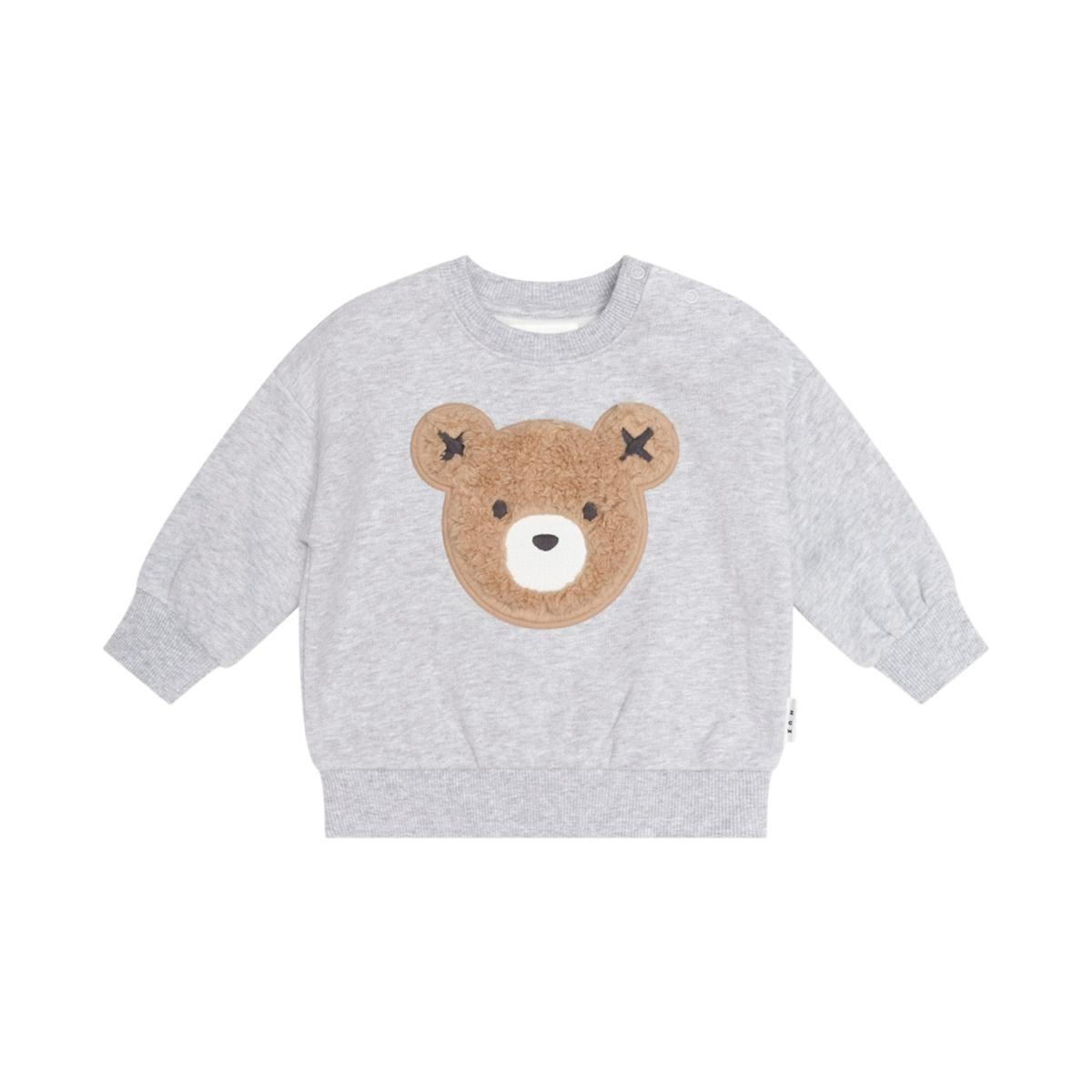 Huxbaby Furry Huxbear Sweatshirt – Grey Marle, 12-18M