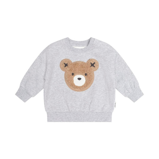 Huxbaby Furry Huxbear Sweatshirt – Grey Marle, 12-18M