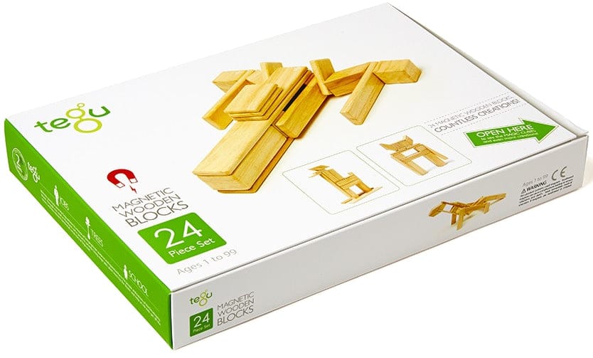 Tegu 24 Piece Magnetic Blocks Set - Natural - 24P-NAT-306T