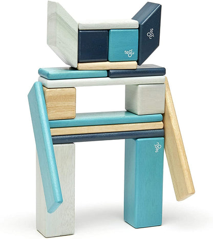 Tegu 24 Piece Magnetic Wooden Block Set - Blues - 24P-BLU-508T