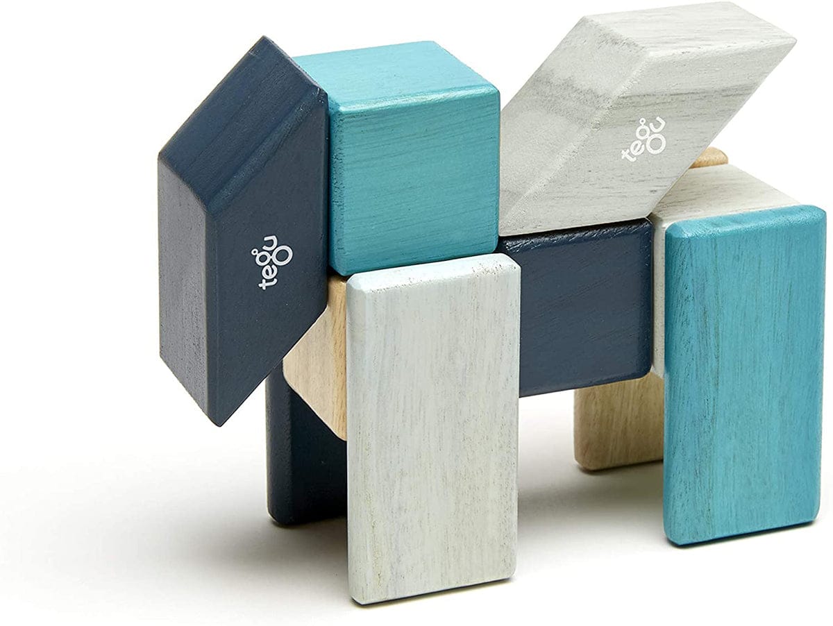 Tegu 24 Piece Magnetic Wooden Block Set - Blues - 24P-BLU-508T
