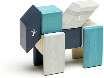 Tegu 24 Piece Magnetic Wooden Block Set - Blues - 24P-BLU-508T