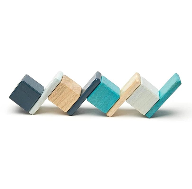 Tegu Pocket Pouch 8 Piece Magnetic Blocks - Blues - POP-BLU-508T