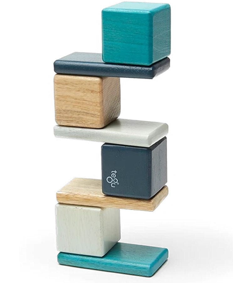 Tegu Pocket Pouch 8 Piece Magnetic Blocks - Blues - POP-BLU-508T