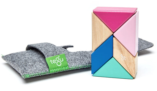 Tegu Pocket Pouch Prism 6 Piece Magnetic Blocks - Blossom - PPP-BSM-607T