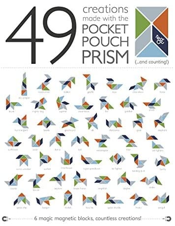 Tegu Pocket Pouch Prism 6 Piece Magnetic Blocks - Blues - PPP-BLU-508T