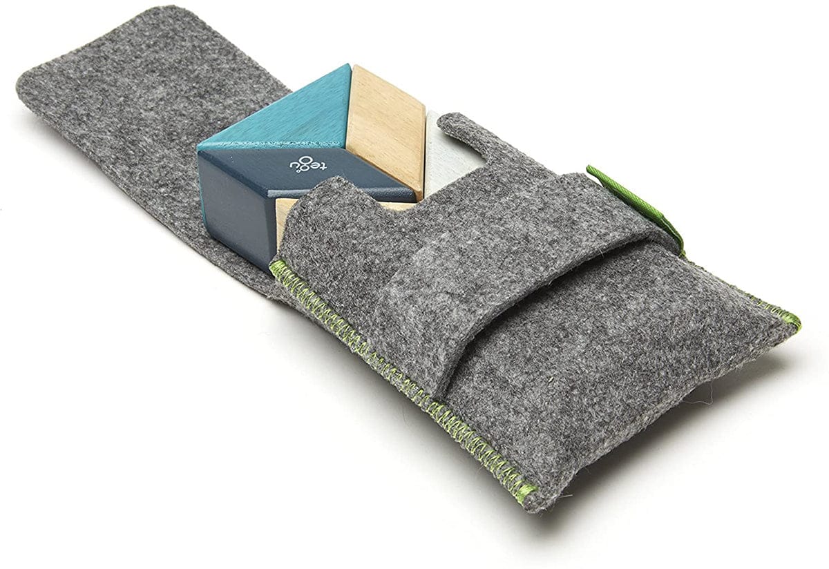 Tegu Pocket Pouch Prism 6 Piece Magnetic Blocks - Blues - PPP-BLU-508T