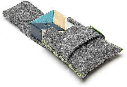 Tegu Pocket Pouch Prism 6 Piece Magnetic Blocks - Blues - PPP-BLU-508T