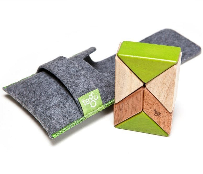 Tegu Pocket Pouch Prism 6 Piece Magnetic Blocks - Jungle