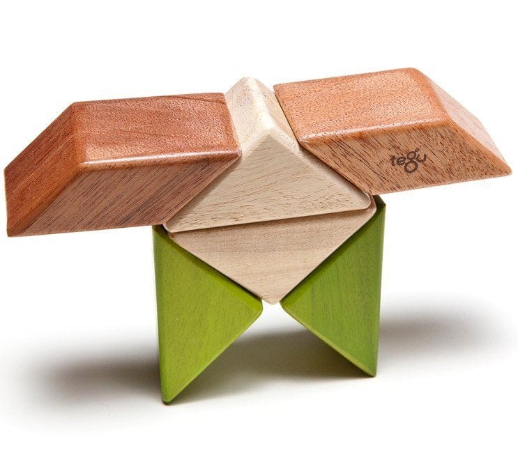 Tegu Pocket Pouch Prism 6 Piece Magnetic Blocks - Jungle