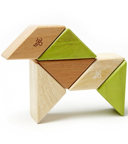 Tegu Pocket Pouch Prism 6 Piece Magnetic Blocks - Jungle