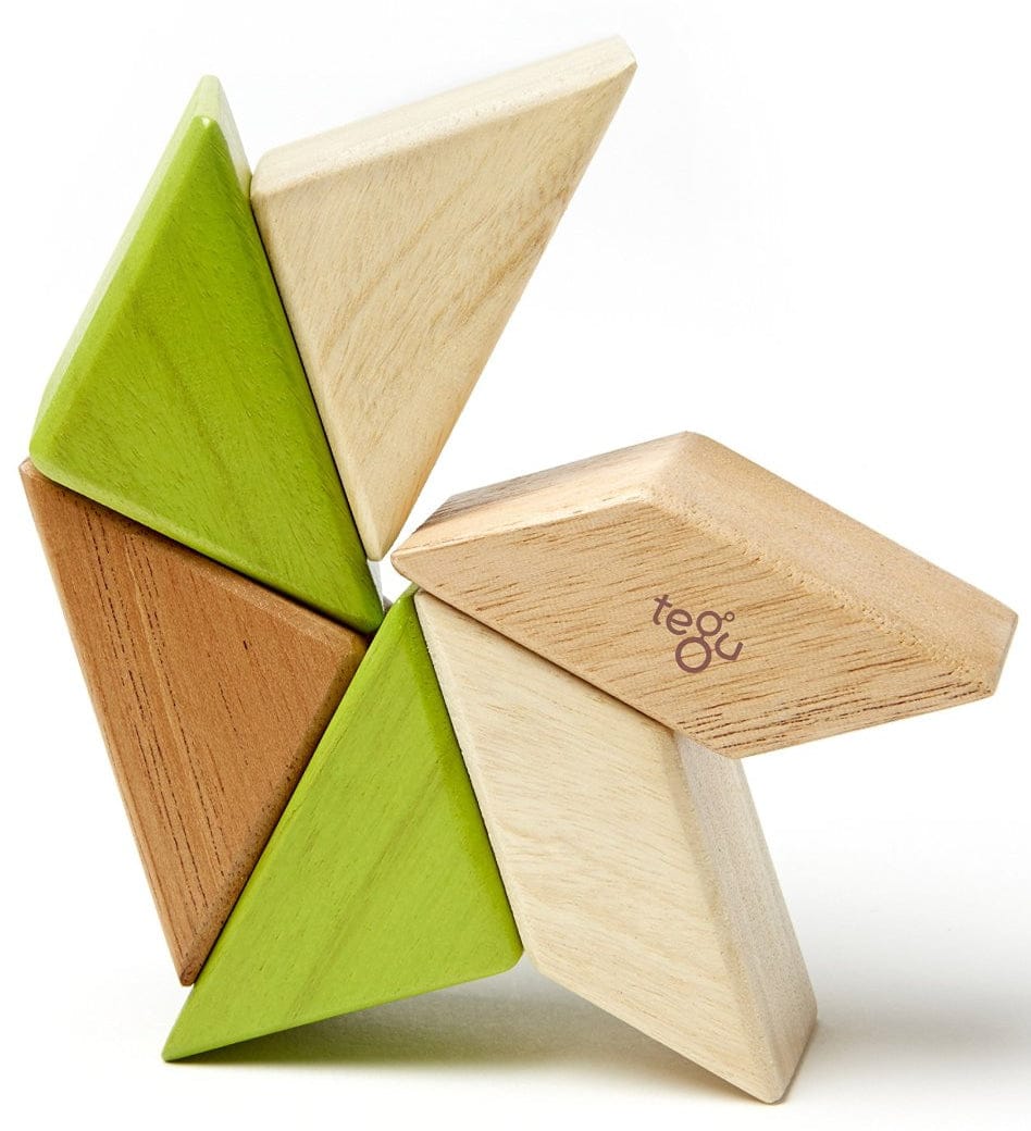 Tegu Pocket Pouch Prism 6 Piece Magnetic Blocks - Jungle
