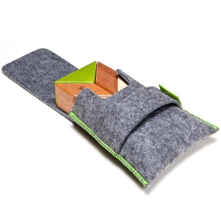Tegu Pocket Pouch Prism 6 Piece Magnetic Blocks - Jungle