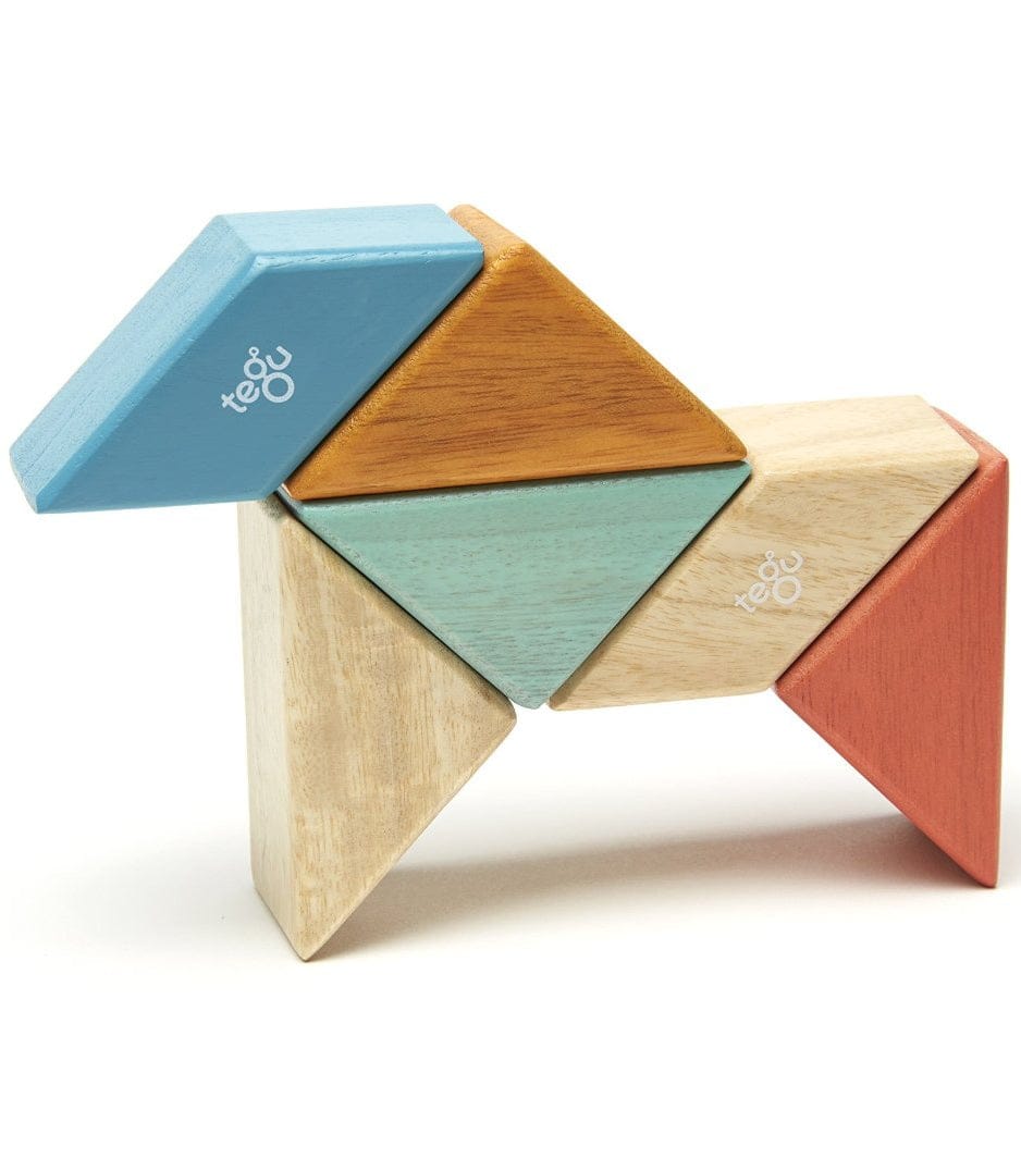 Tegu Pocket Pouch Prism 6 Piece Magnetic Blocks - Sunset - PPP-SNS-508T