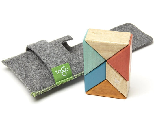 Tegu Pocket Pouch Prism 6 Piece Magnetic Blocks - Sunset - PPP-SNS-508T