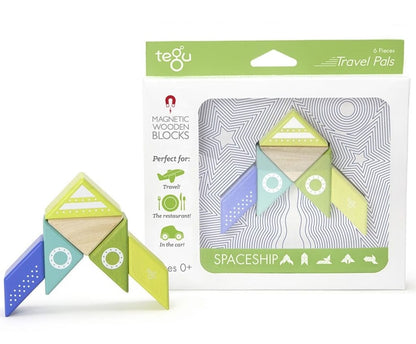 Tegu Travel Pals 6 Piece Magnetic Blocks - Spaceship - PAL-SPC-706T