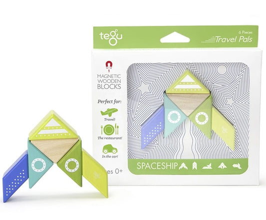 Tegu Travel Pals 6 Piece Magnetic Blocks - Spaceship - PAL-SPC-706T