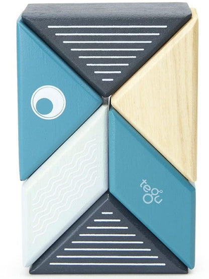 Tegu Travel Pals 6 Piece Magnetic Blocks - Whale - PAL-WAL-706T