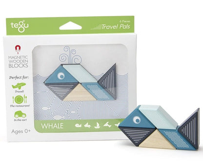 Tegu Travel Pals 6 Piece Magnetic Blocks - Whale - PAL-WAL-706T