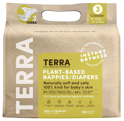 TERRA Plant-Based Diapers - Size 3/Crawler (20 Pack) - 20-13000