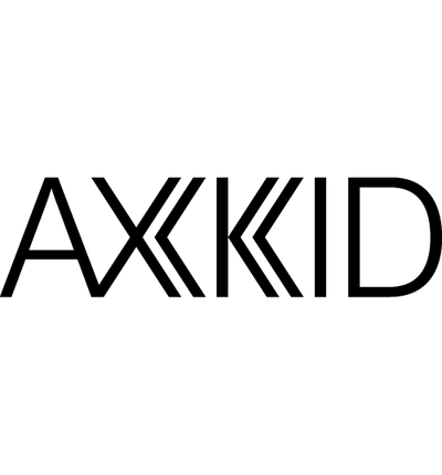 Bold black text "AXXKID" on white background, modern geometric font with angular X and K letters.