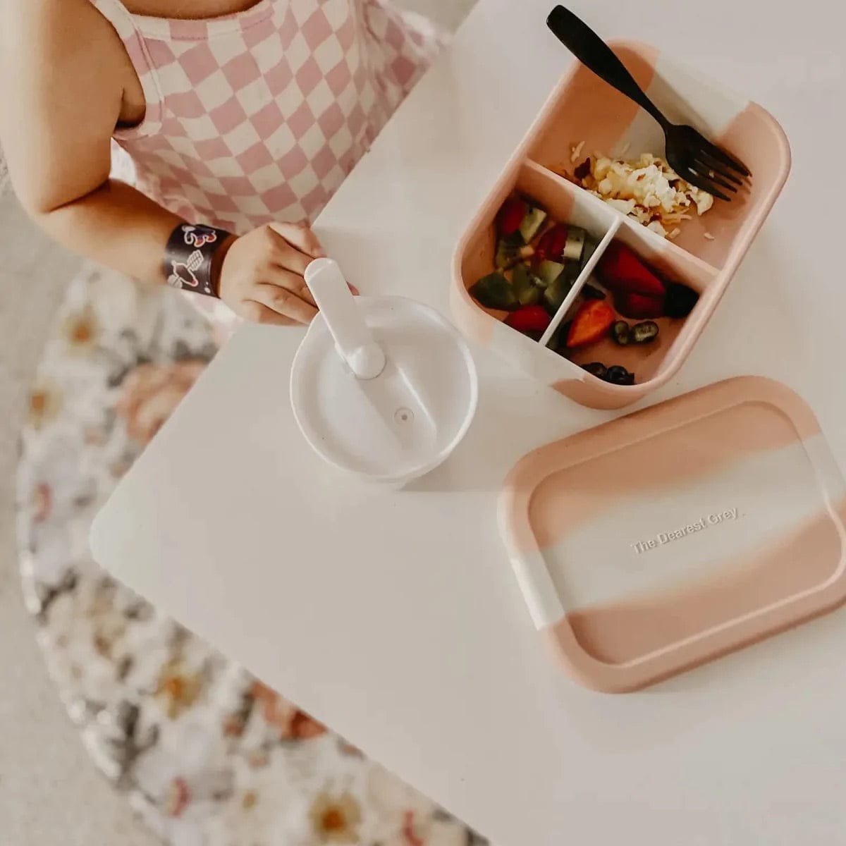 The Dearest Grey Silicone Bento Box - Pink Tie Dye - 850037245888