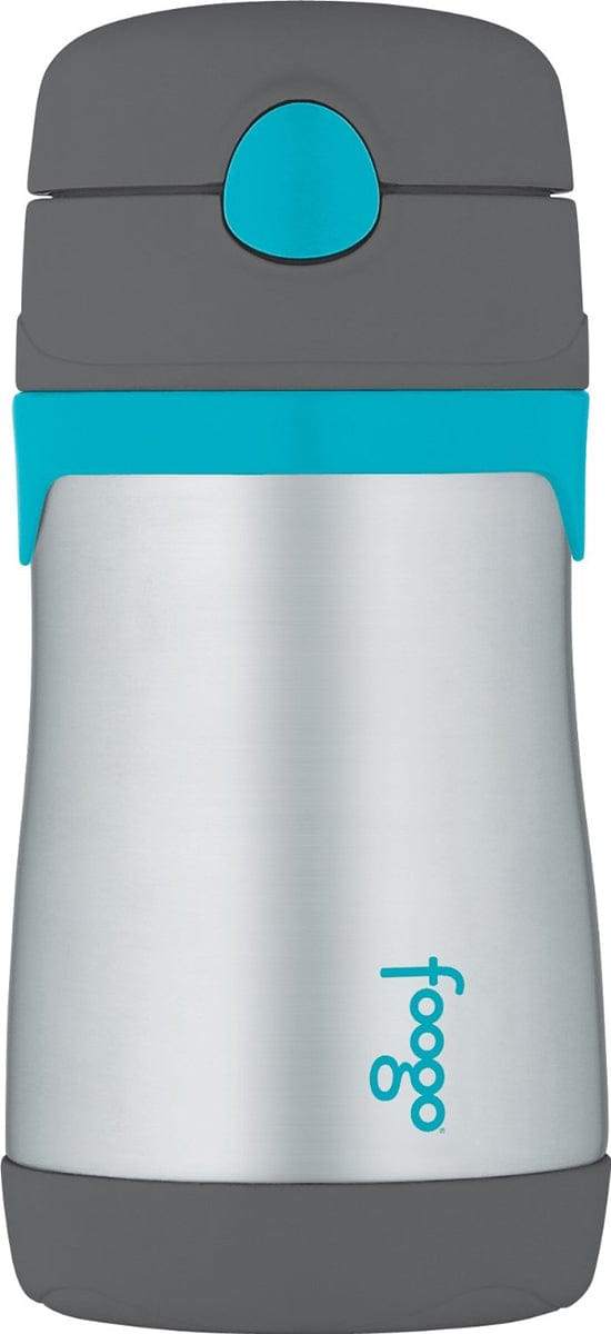 Thermos Foogo 10 oz Vacuum Insulated Stainless Steel Straw Bottle - Charcoal/Teal
