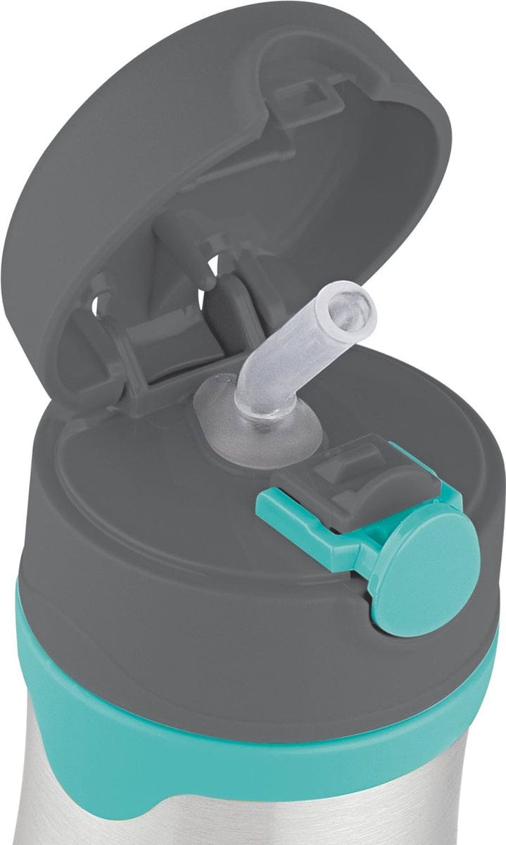 Thermos Foogo 10 oz Vacuum Insulated Stainless Steel Straw Bottle - Charcoal/Teal