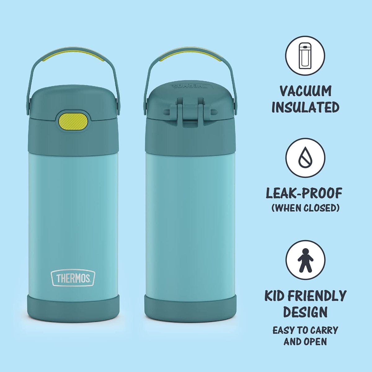 Thermos FUNtainer Vacuum Insulated Stainless Steel Straw Water Bottle, 12oz - Blue / Green - F4101BL6