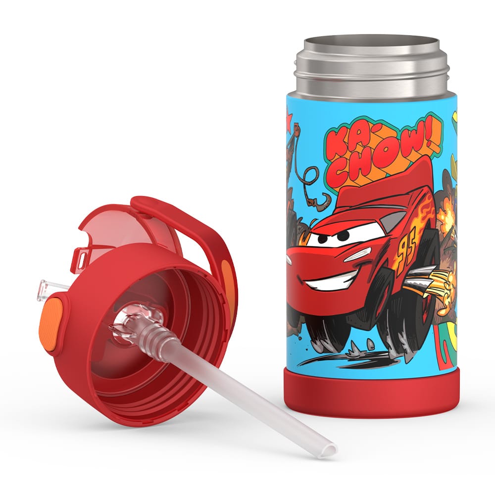 Thermos FUNtainer Vacuum Insulated Stainless Steel Straw Water Bottle 12oz - Cars