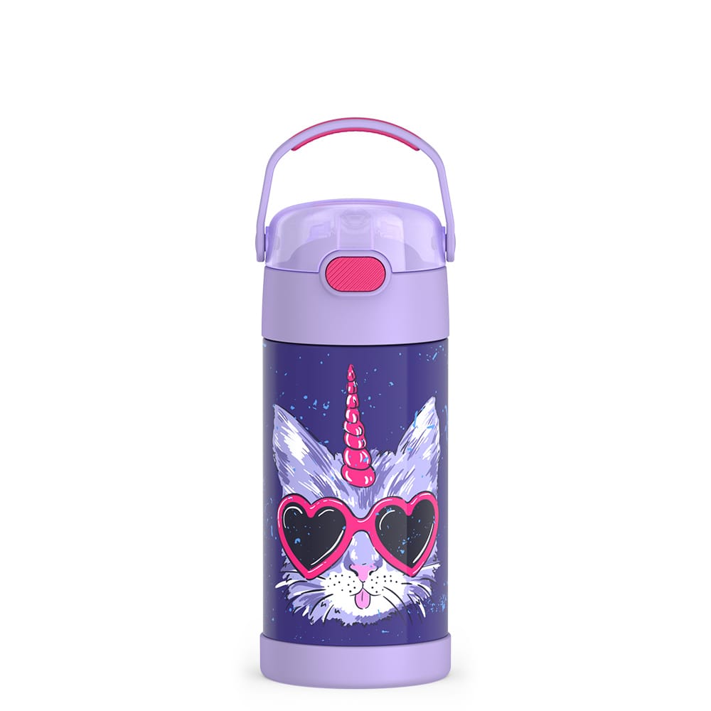 Thermos FUNtainer Vacuum Insulated Stainless Steel Straw Water Bottle 12oz - Cool Caticorns