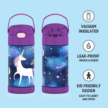 Thermos FUNtainer Vacuum Insulated Stainless Steel Straw Water Bottle, 12oz - Space Unicorn - F4102UC6