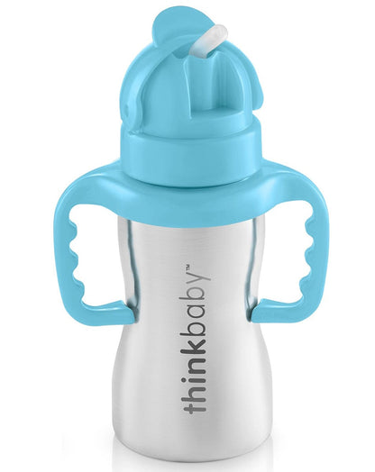Thinkbaby Thinkster of Steel 9 oz Straw Cup - Blue - 852714007802