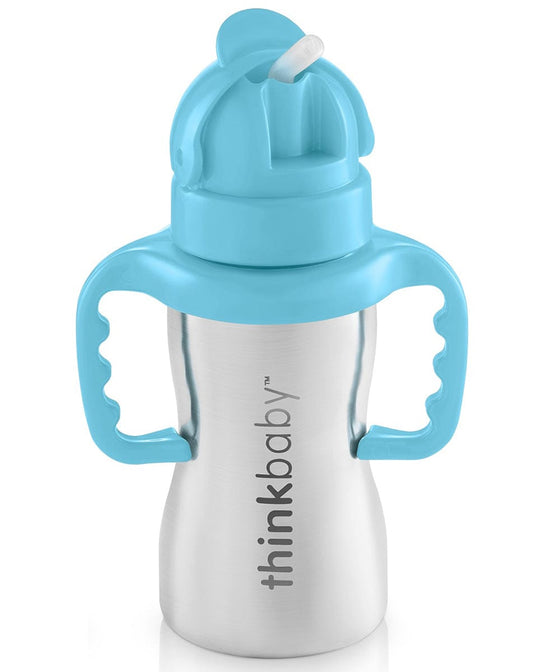 Thinkbaby Thinkster of Steel 9 oz Straw Cup - Blue - 852714007802