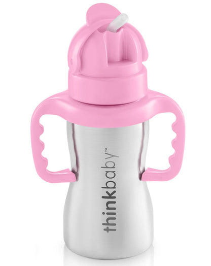Thinkbaby Thinkster of Steel 9 oz Straw Cup - Pink - 852714007826