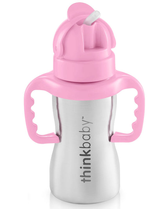 Thinkbaby Thinkster of Steel 9 oz Straw Cup - Pink - 852714007826