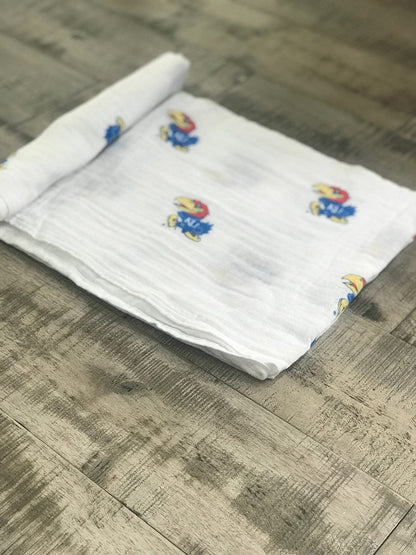 Three Little Anchors College Swaddle Blanket - Kansas Jayhawks - TLAKU100
