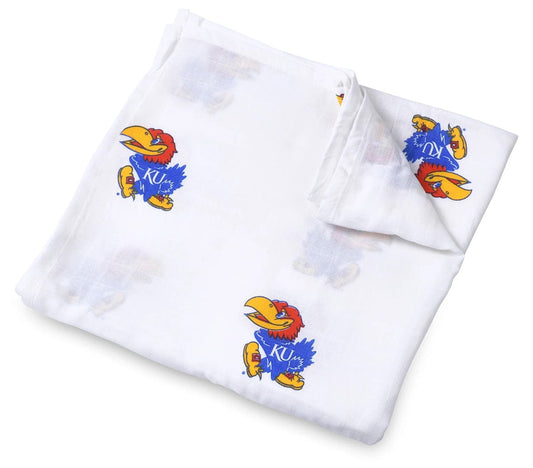 Three Little Anchors College Swaddle Blanket - Kansas Jayhawks - TLAKU100