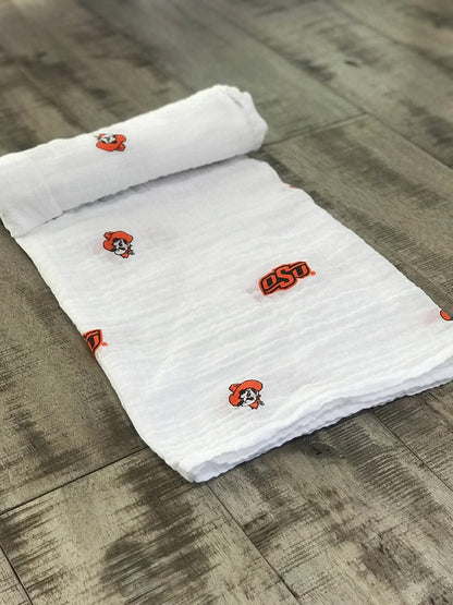 Three Little Anchors College Swaddle Blanket - Oklahoma State Cowboys - TLAOKS100