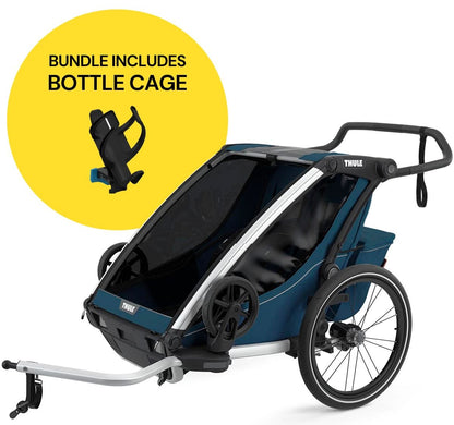 Thule Chariot Cross 2 Multisport Trailer Stroller Summer Bundle - Majolica Blue - 10202023-CAGE